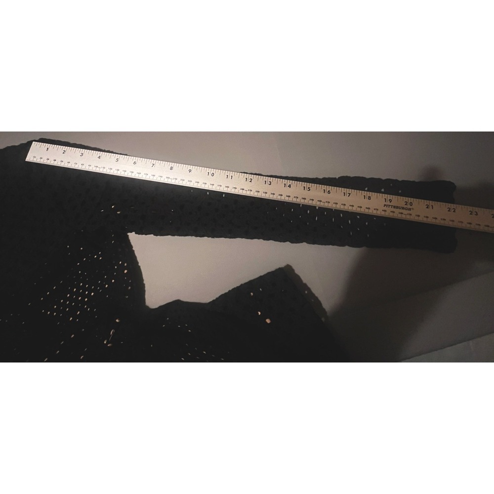 BCBG MAXAZRIA Black Mesh Eyelet Long Sleeve Fit Flare Dress XS Gothic Cocktail - Picture 12 of 14
